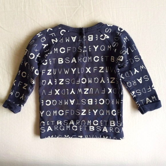 petit lem navy alphabet graphic crewneck pocket sweatshirt 12 months baby - Picture 6 of 6